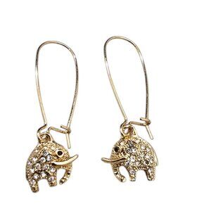 Stephan & Co Women's Trendy Gold Plated Rhinestone Elephant Hook Earrings